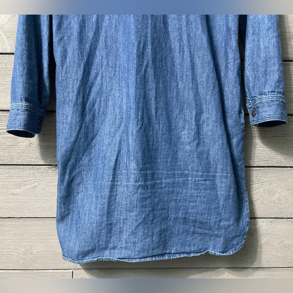 White House Black Market Long Sleeve Denim Button Up Jean Dress Sz 00 - Picture 14 of 15